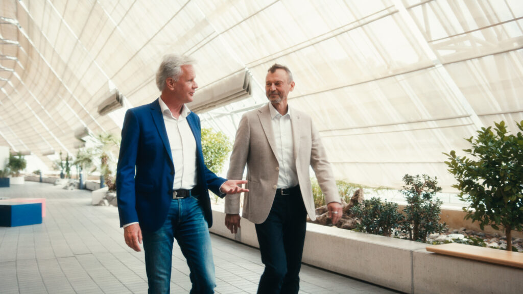 Geschäftsführung der Vorarlberger Landeskrankenhäuser, Dir. Dr. Gerald Fleisch und Dir. Priv.-Doz. Dr. Peter Fraunberger, im Gespräch
